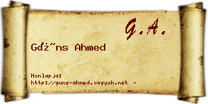 Güns Ahmed névjegykártya